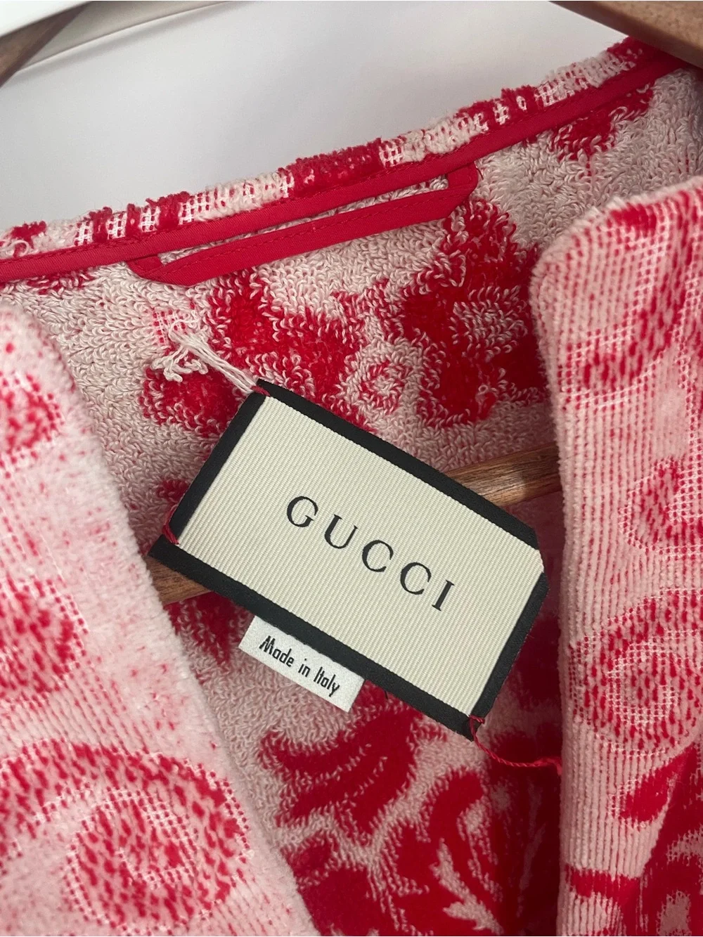 Gucci Red & Light Pink Jacquard Open Cardigan